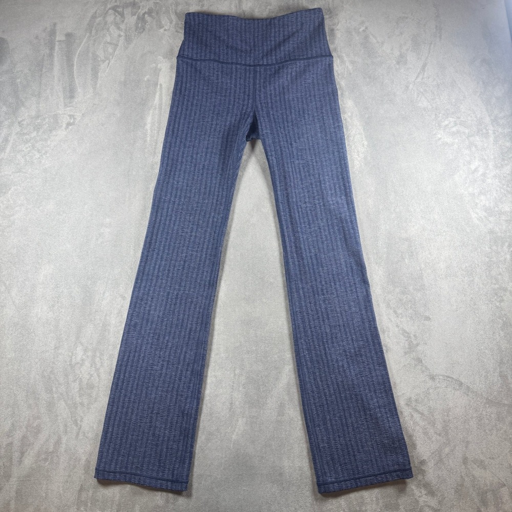 Athleta Elation Textured Straight Leg Athletic Yoga Pants Blue High Rise Small